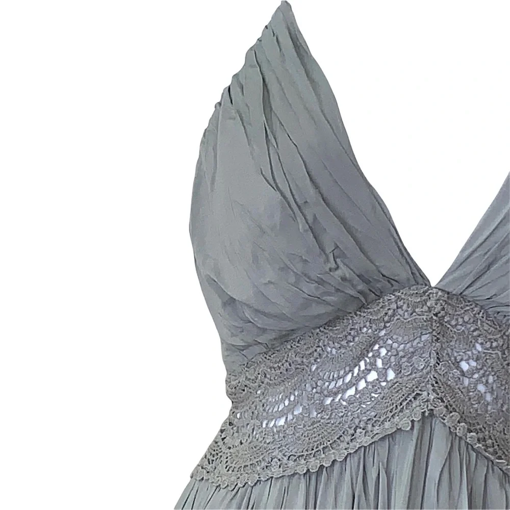 Miss Avenue Dress Hi-Low Gray Empire Waist Tie Back at Neck - Picture 10 of 13
